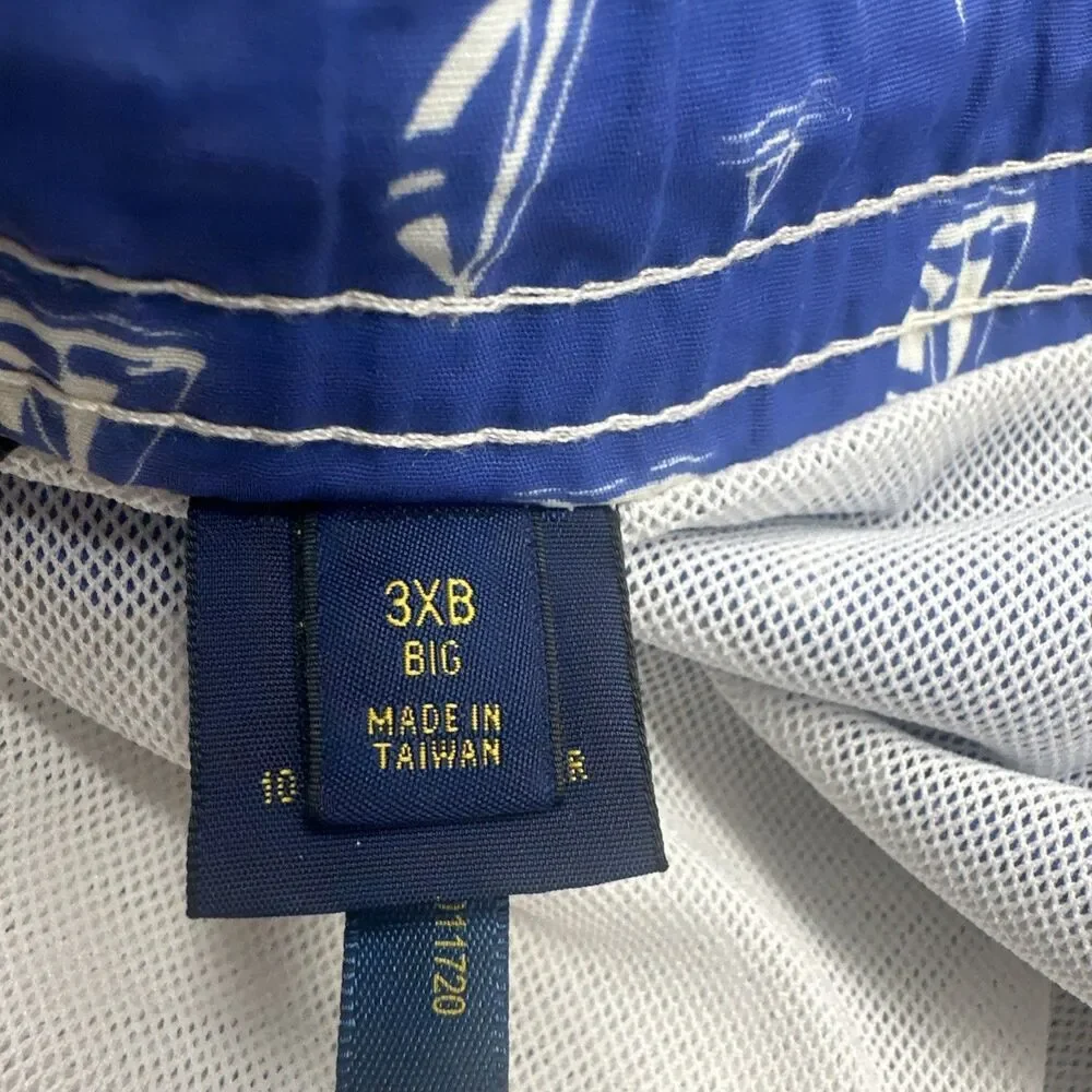 Polo Ralph Lauren Swim Shorts Sailboat Print Mesh Lined Drawstring Mens 3XB Blue